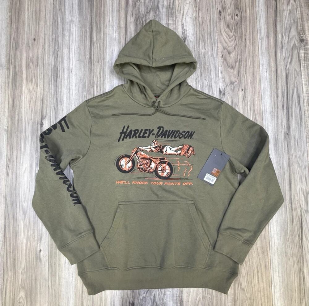 Harley-Davidson Knock Your Pants Off Pullover Hoodie Grape Leaf Green Mens Large